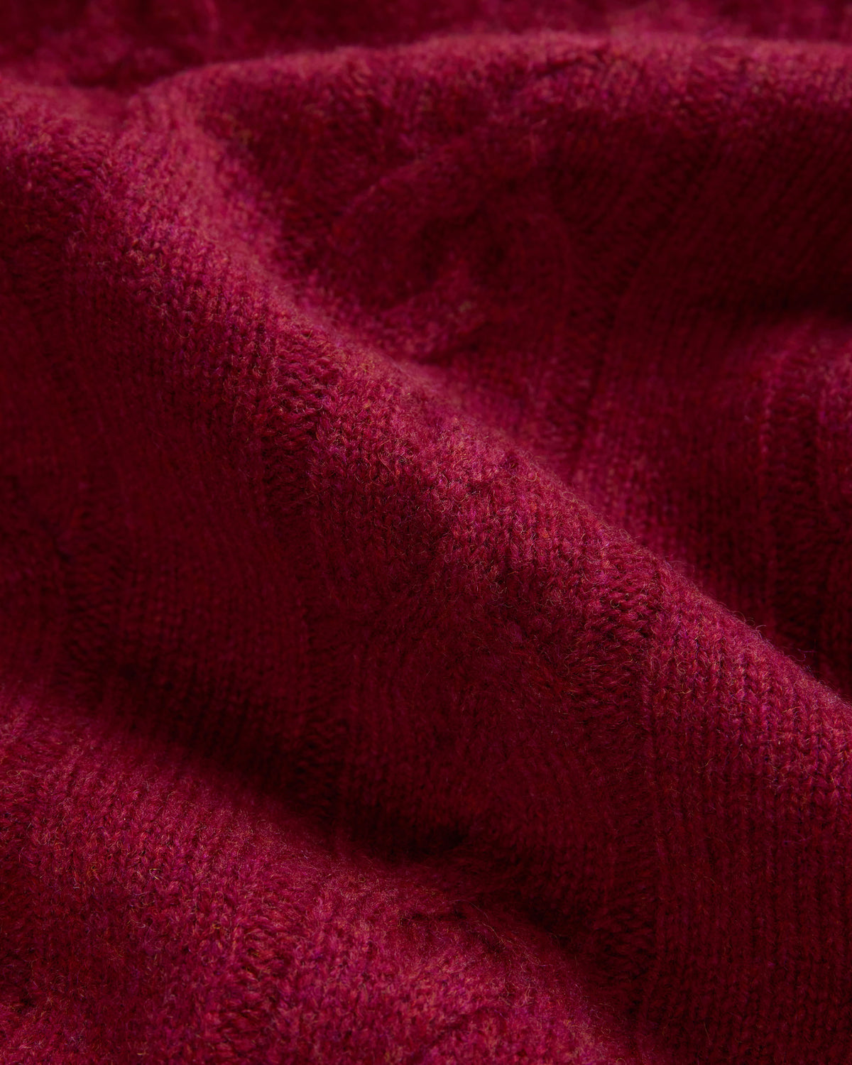 Dark Red Lambswool Cable Crewneck Sweater