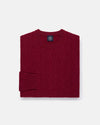 Dark Red Lambswool Cable Crewneck Sweater