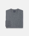 Grey Lambswool Cable Crewneck Sweater