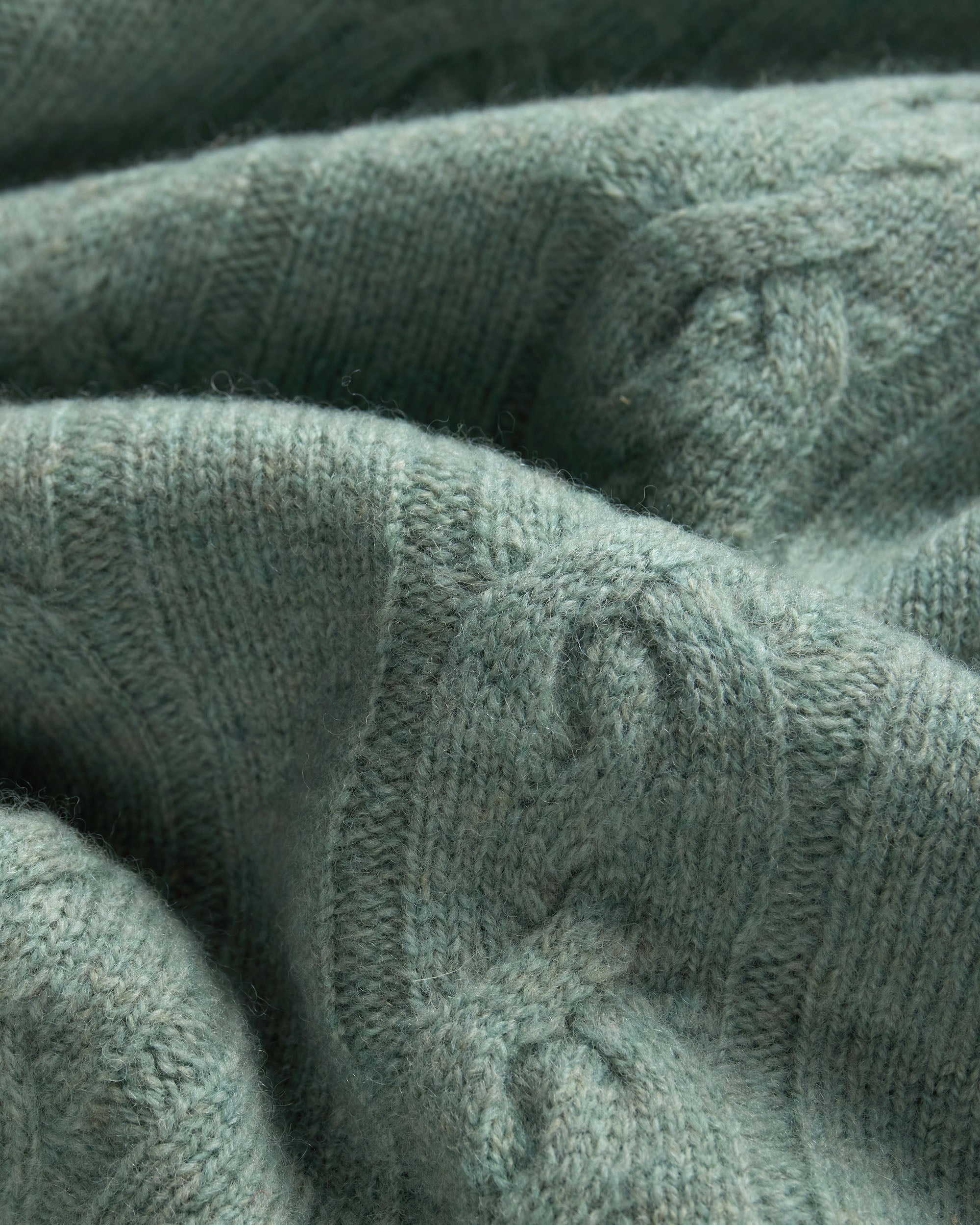 Pale Blue Lambswool Cable Crewneck Sweater