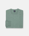 Pale Blue Lambswool Cable Crewneck Sweater