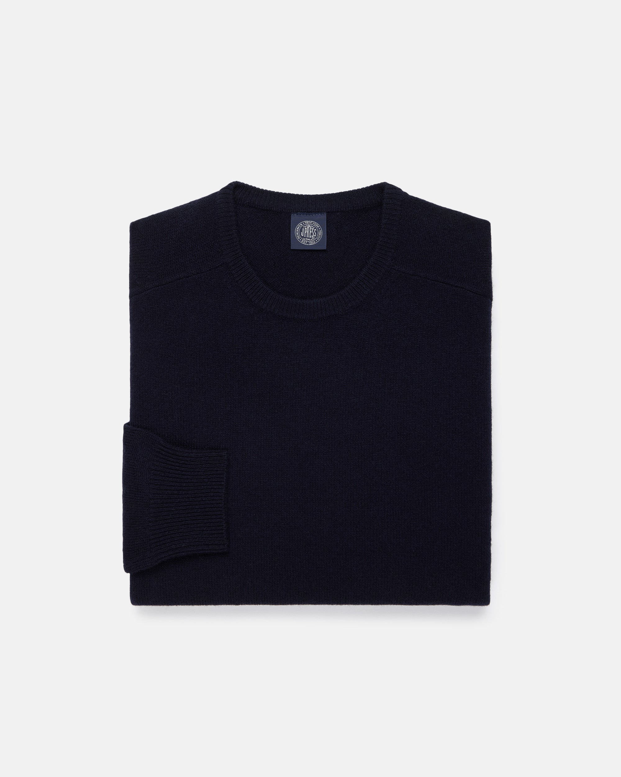 Navy Lambswool Crewneck Sweater
