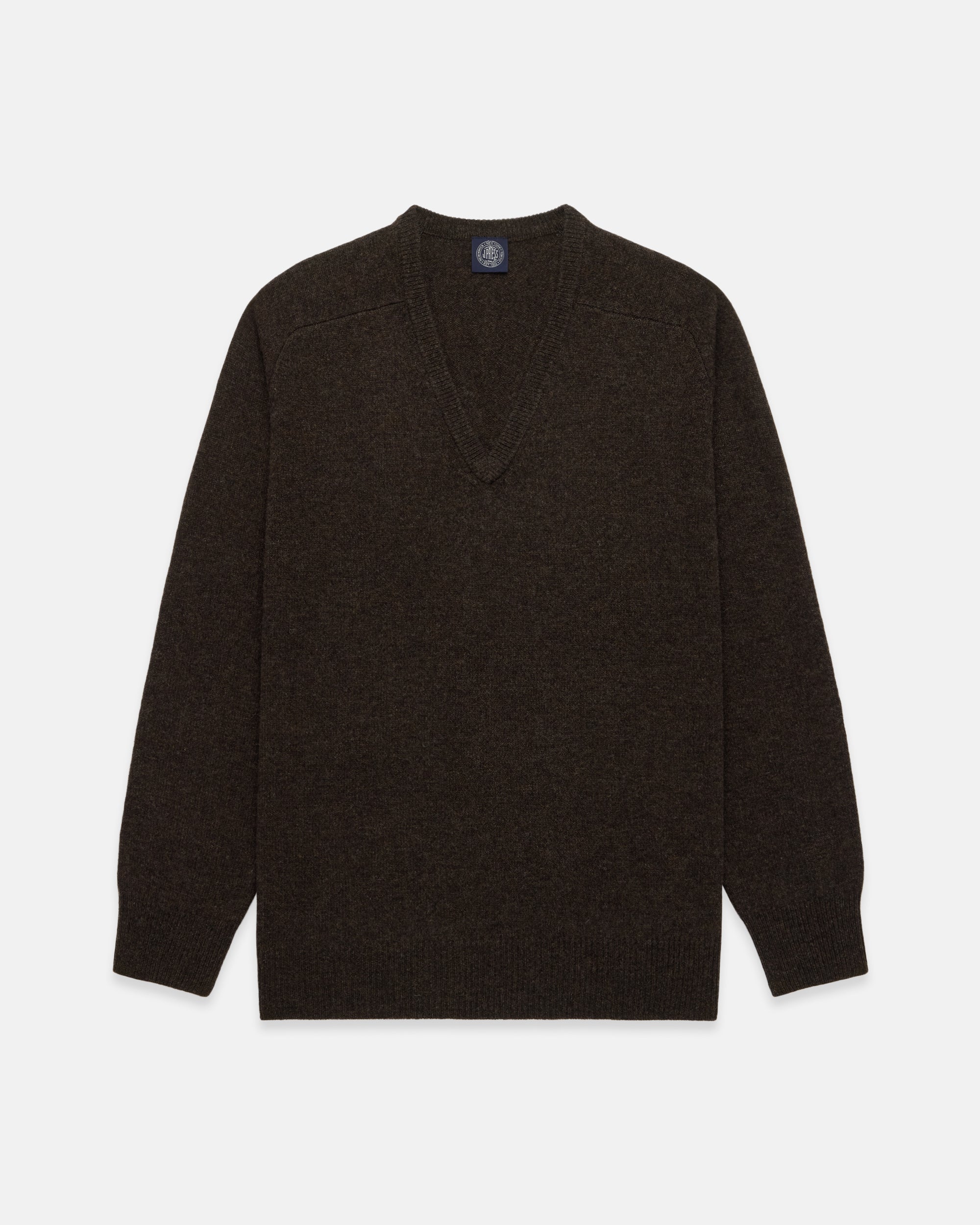 Dark Brown Lambswool V-neck Sweater