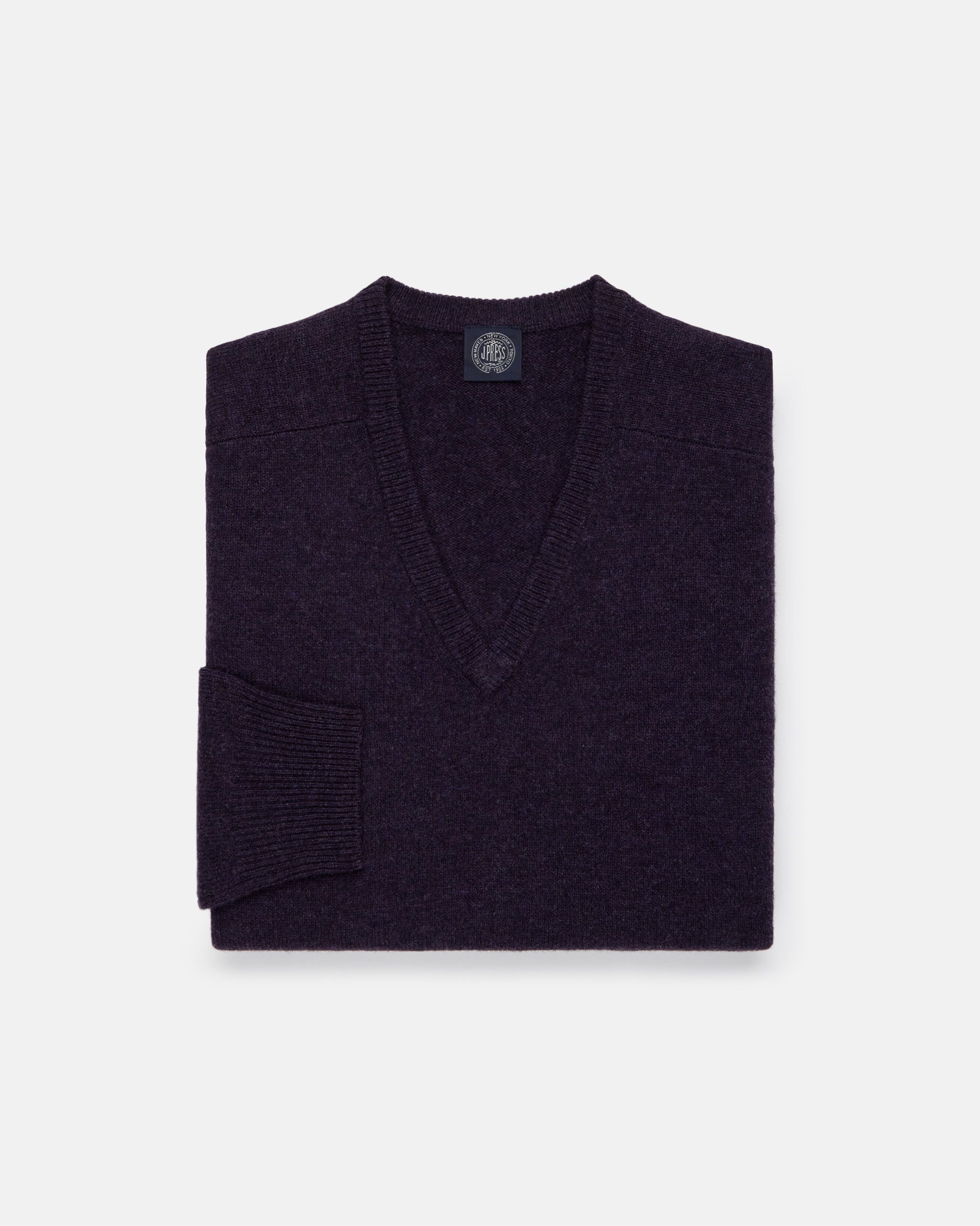 Dark Purple Lambswool V-neck Sweater