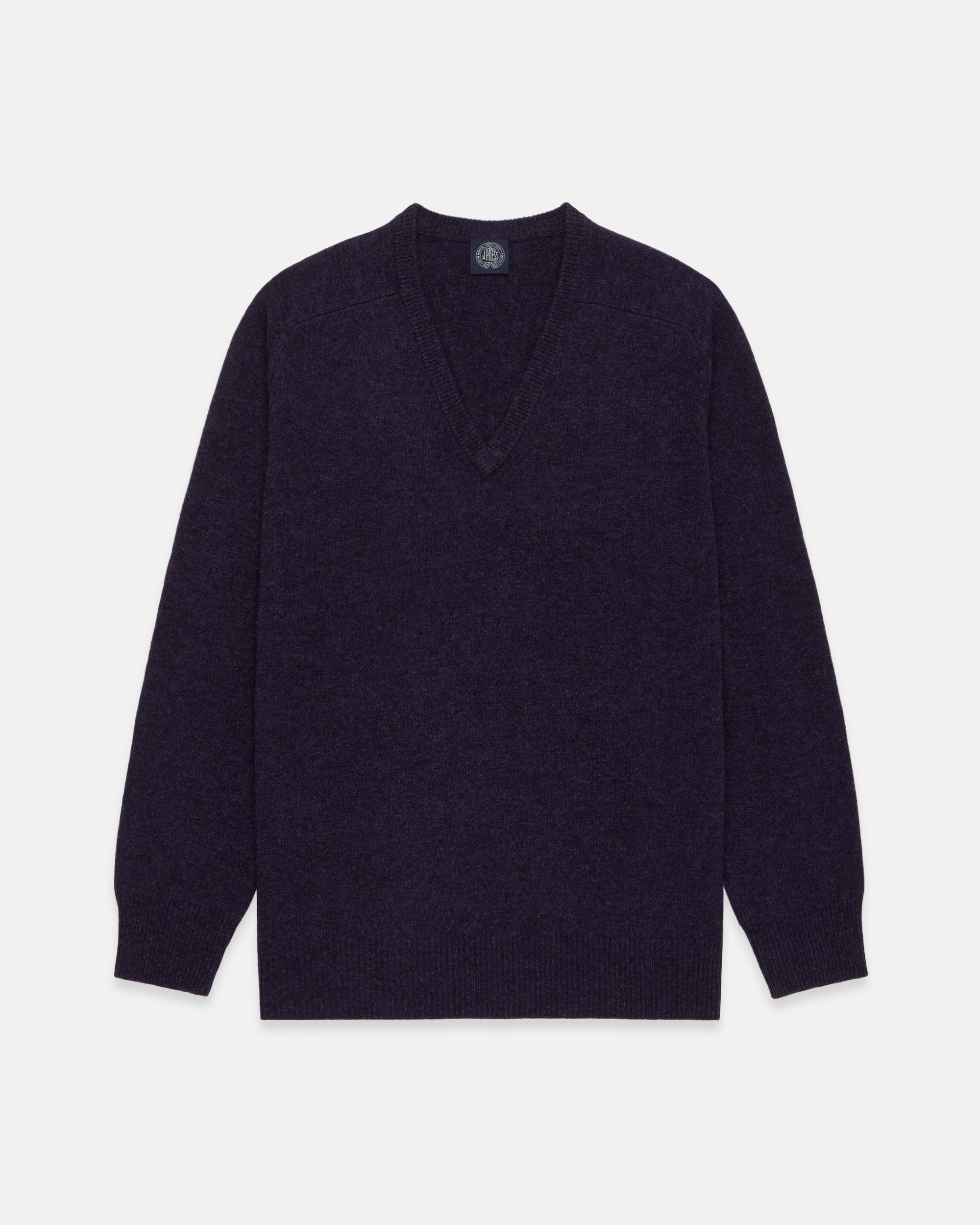 Dark Purple Lambswool V-neck Sweater