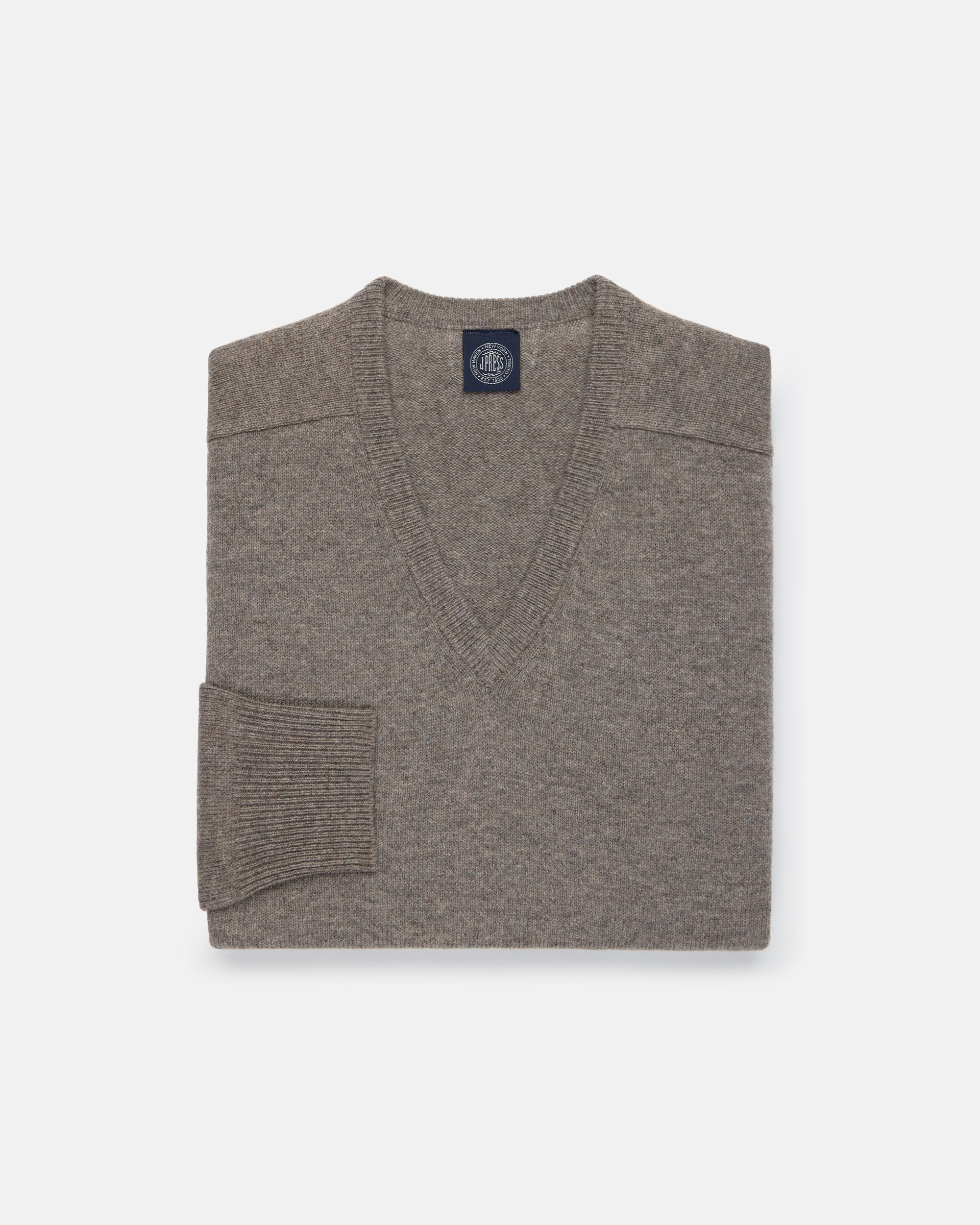 Grey Lambswool V-neck Sweater
