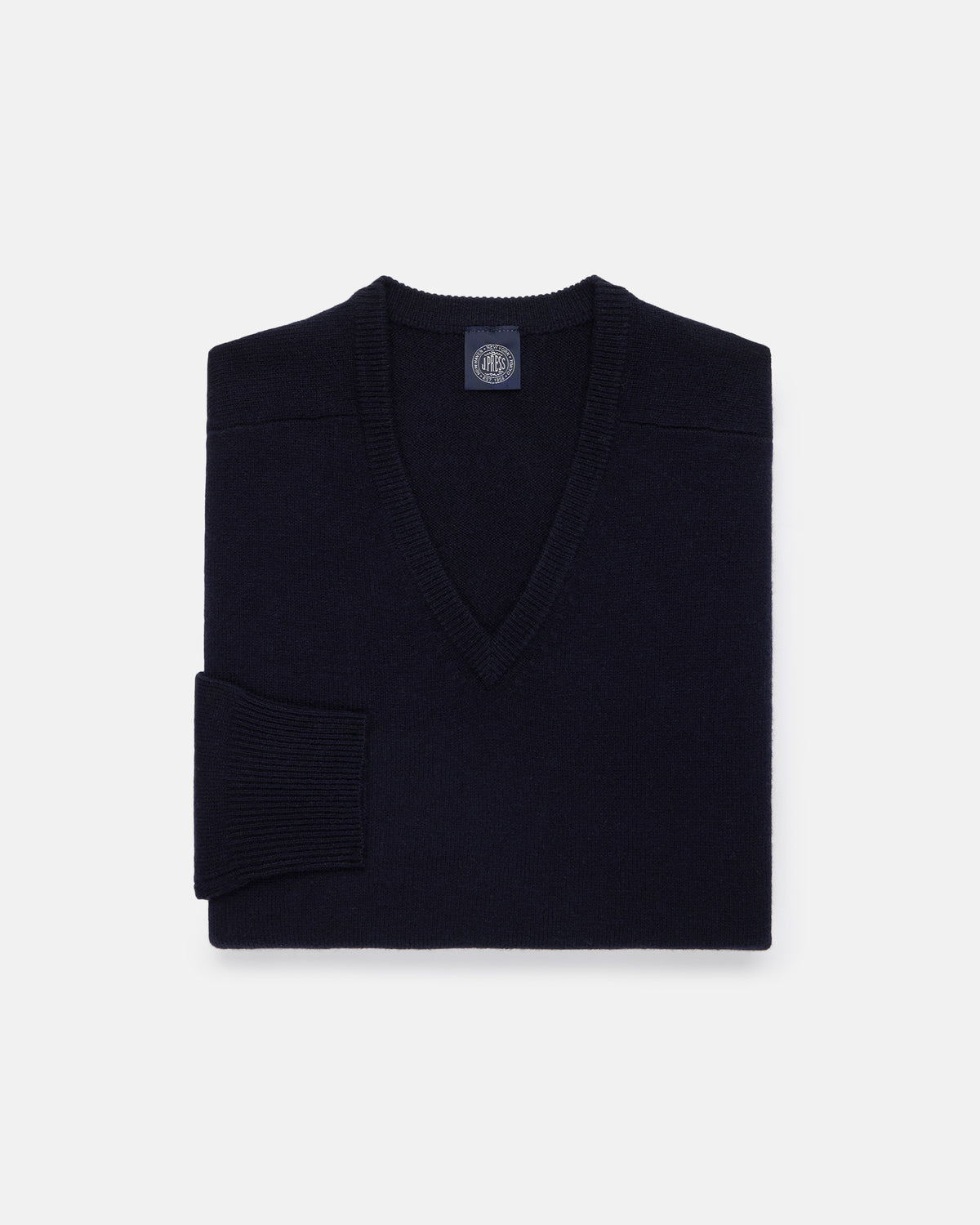 Navy Lambswool V-neck Sweater
