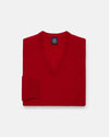 Red Lambswool V-neck Sweater