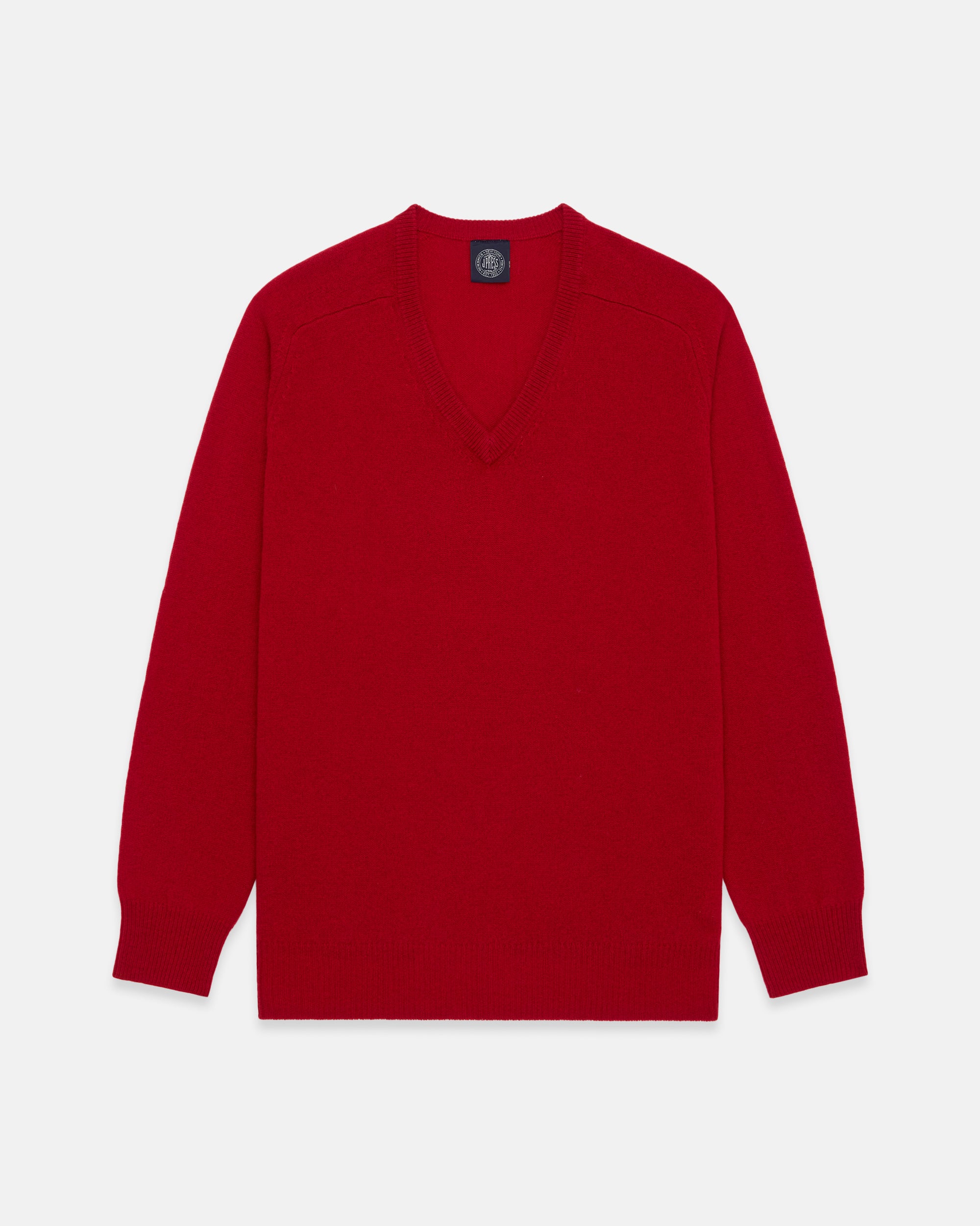 Red Lambswool V-neck Sweater