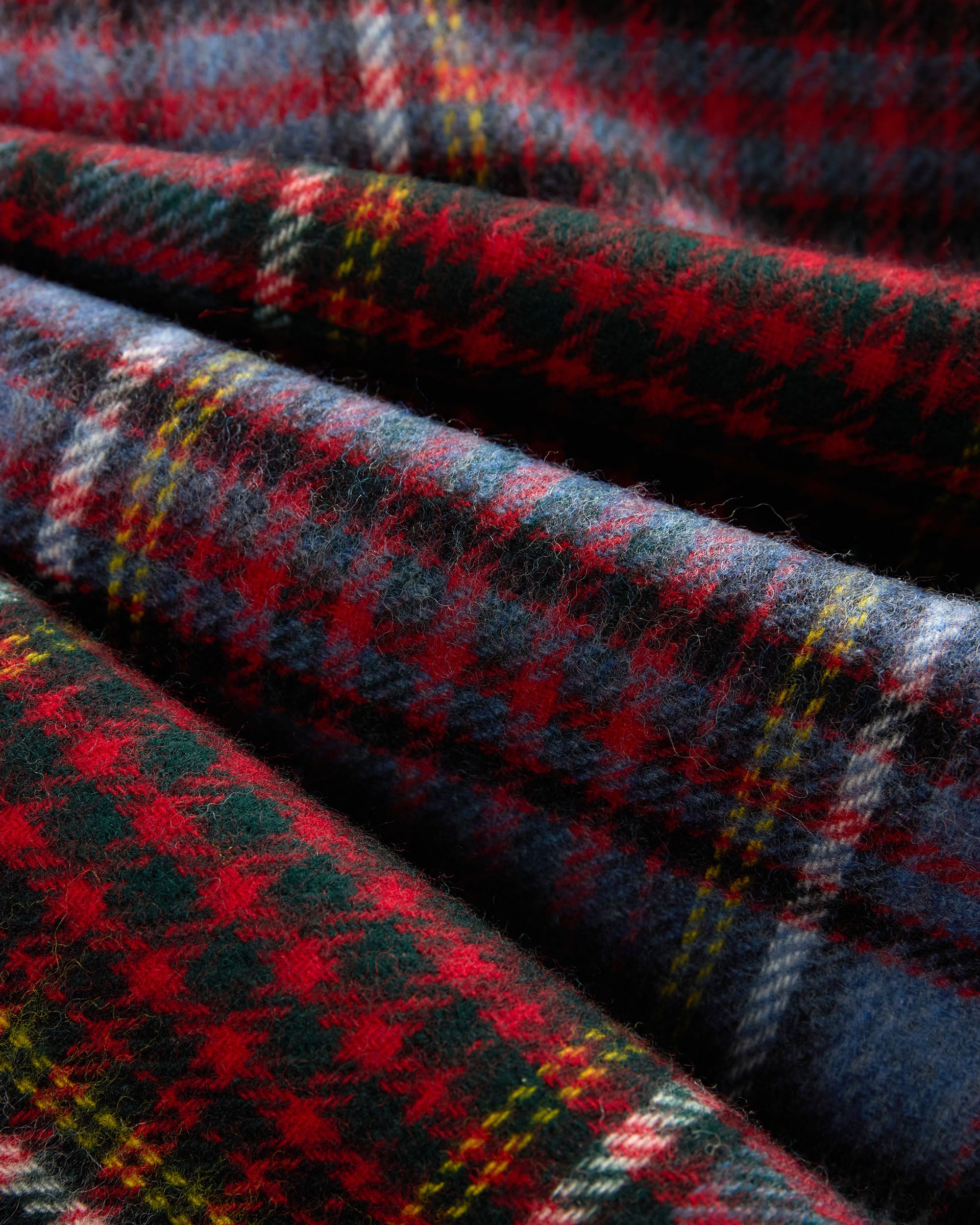 Made-in-England Blue Vintage Stewart Tartan Merino Wool Scarf