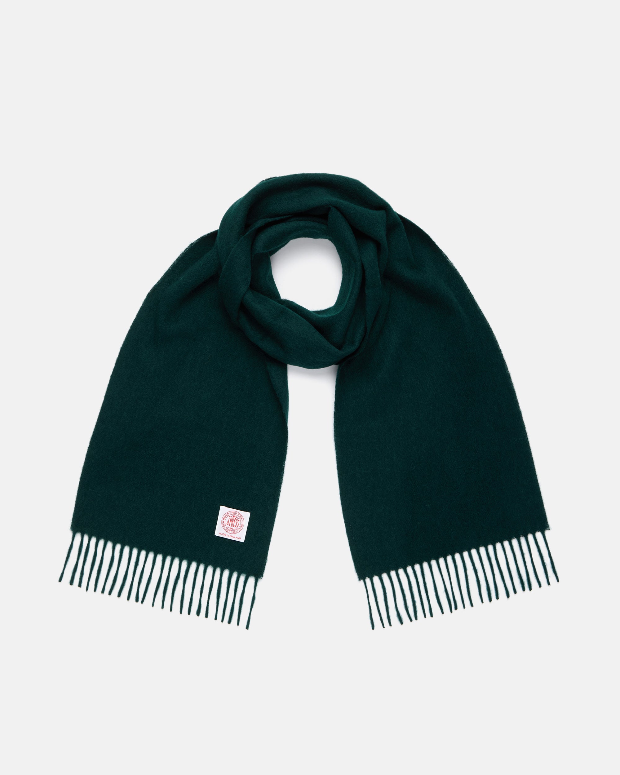 Made-in-England Bottle Green Merino Wool Scarf