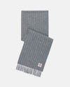 Made-in-England Grey Chalk Stripe Merino Wool Scarf