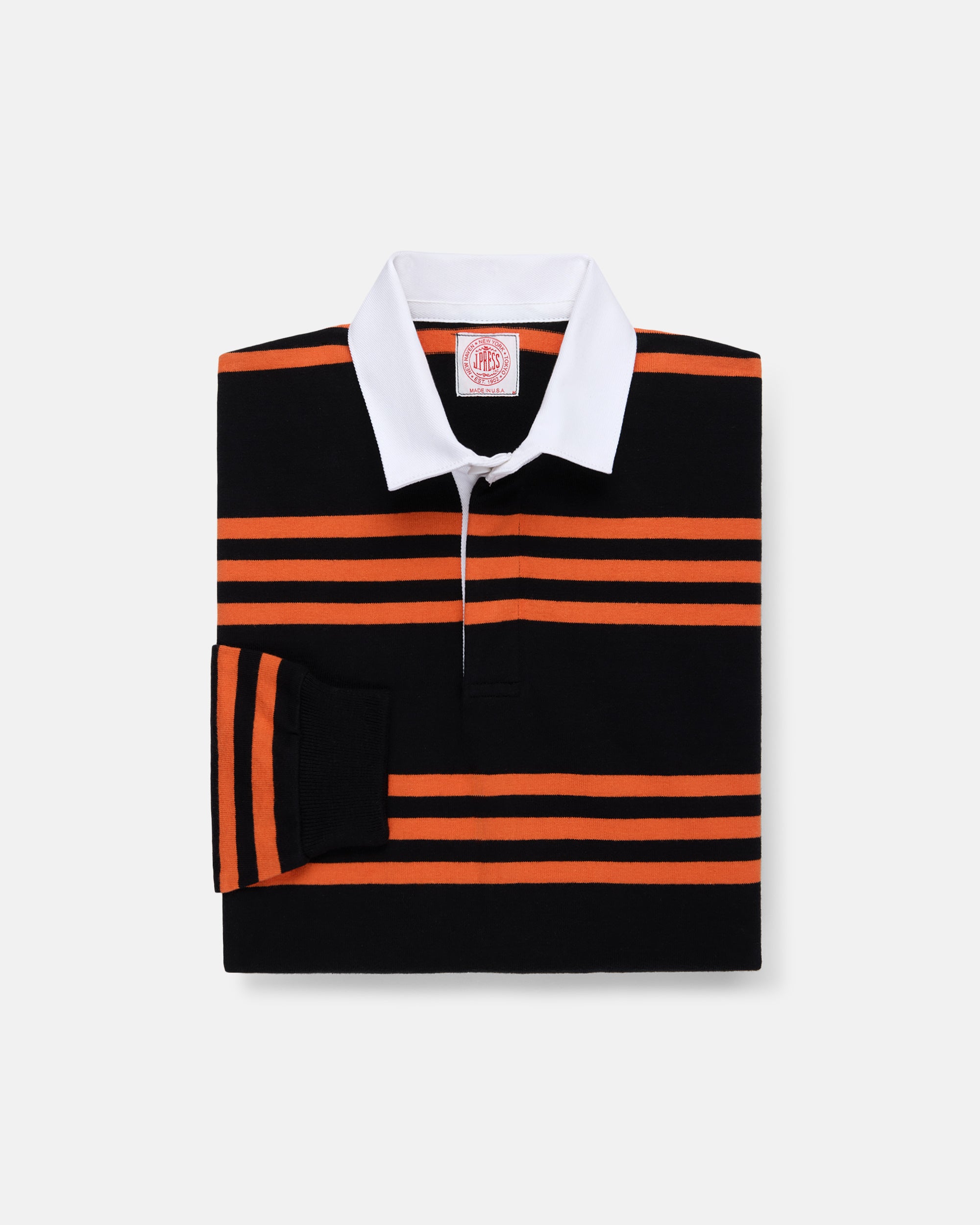 Made-in-USA Black & Orange Triple Stripe Cotton Rugby