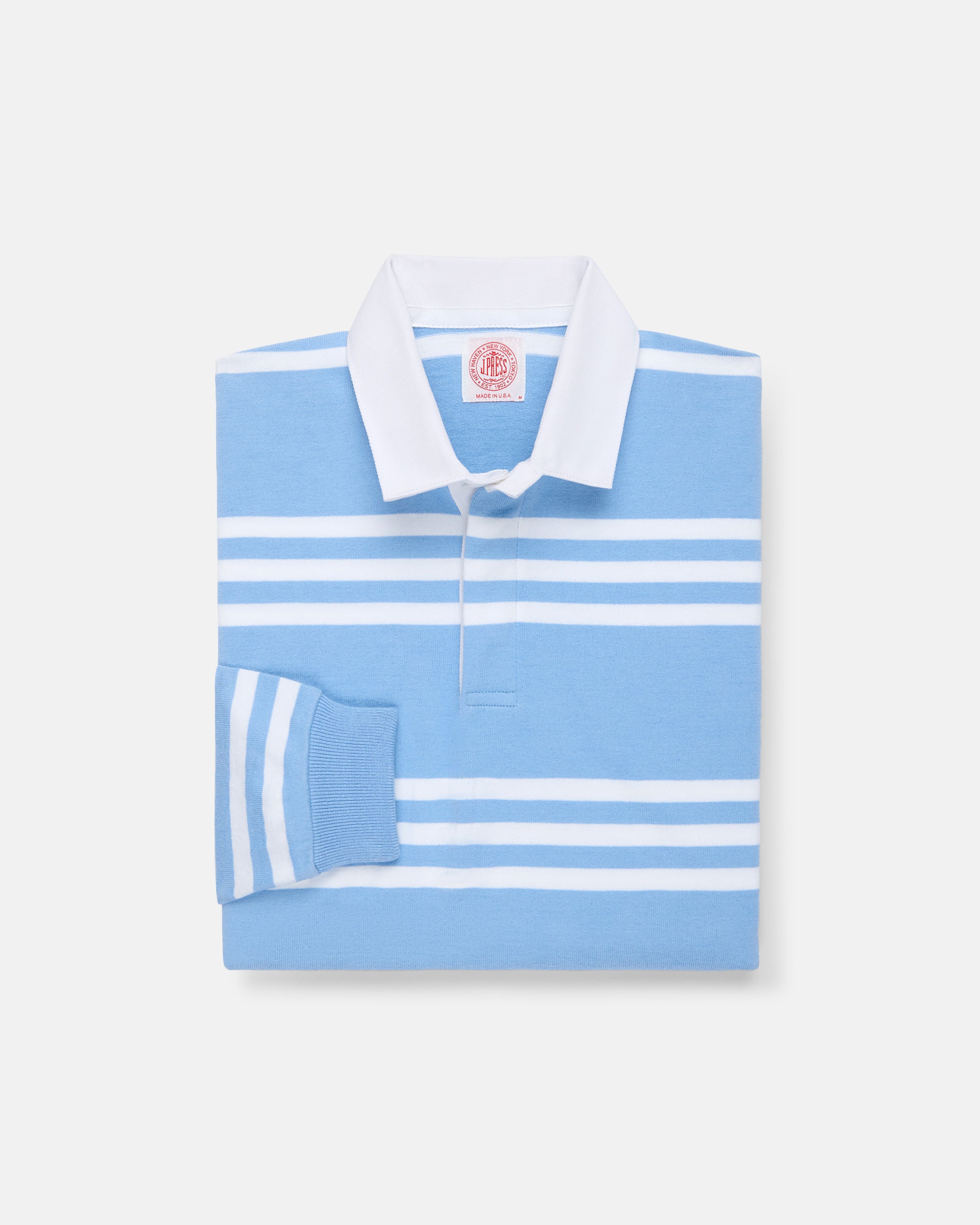 Made-in-USA Light Blue & White Triple Stripe Cotton Rugby