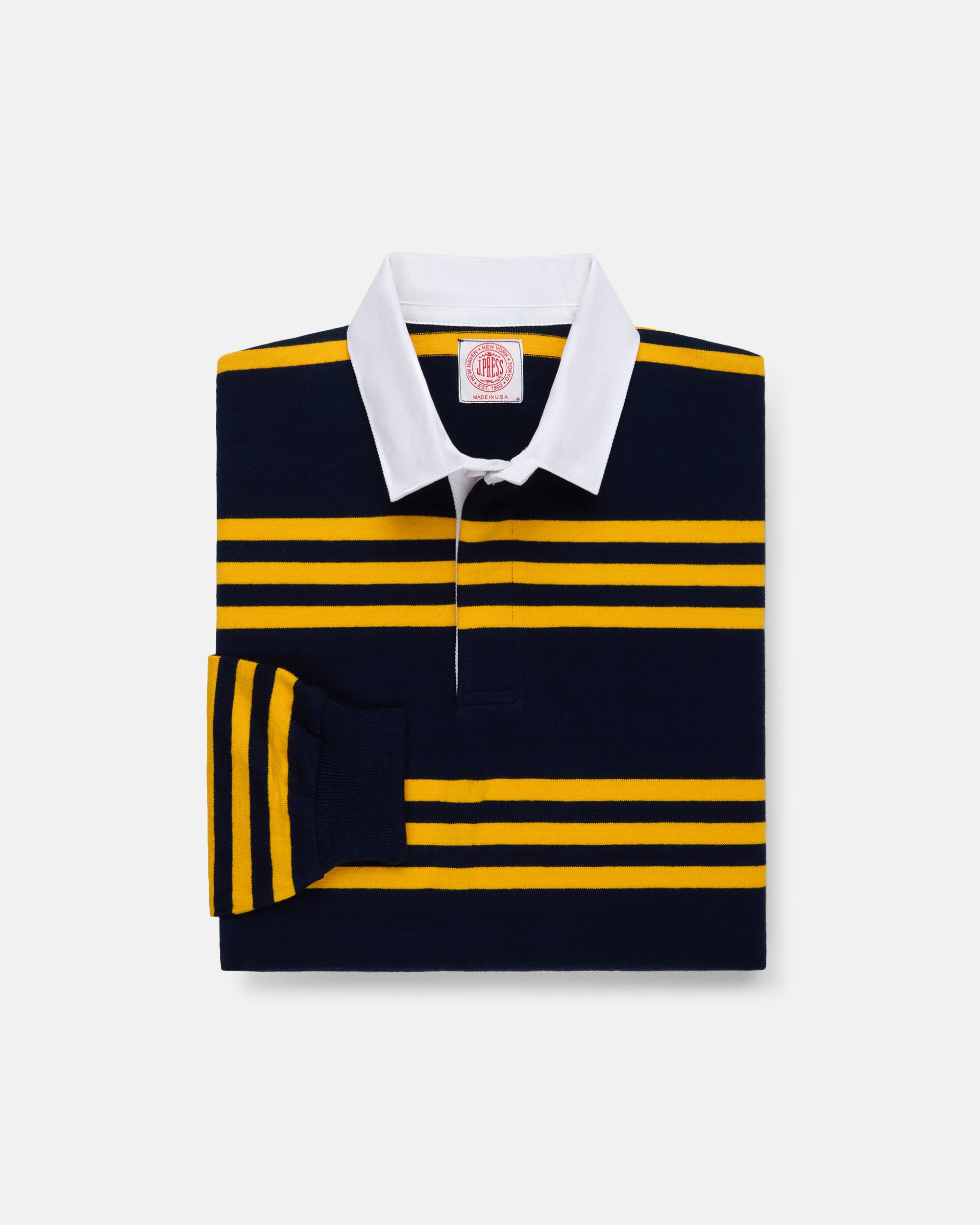 Made-in-USA Navy & Gold Triple Stripe Cotton Rugby