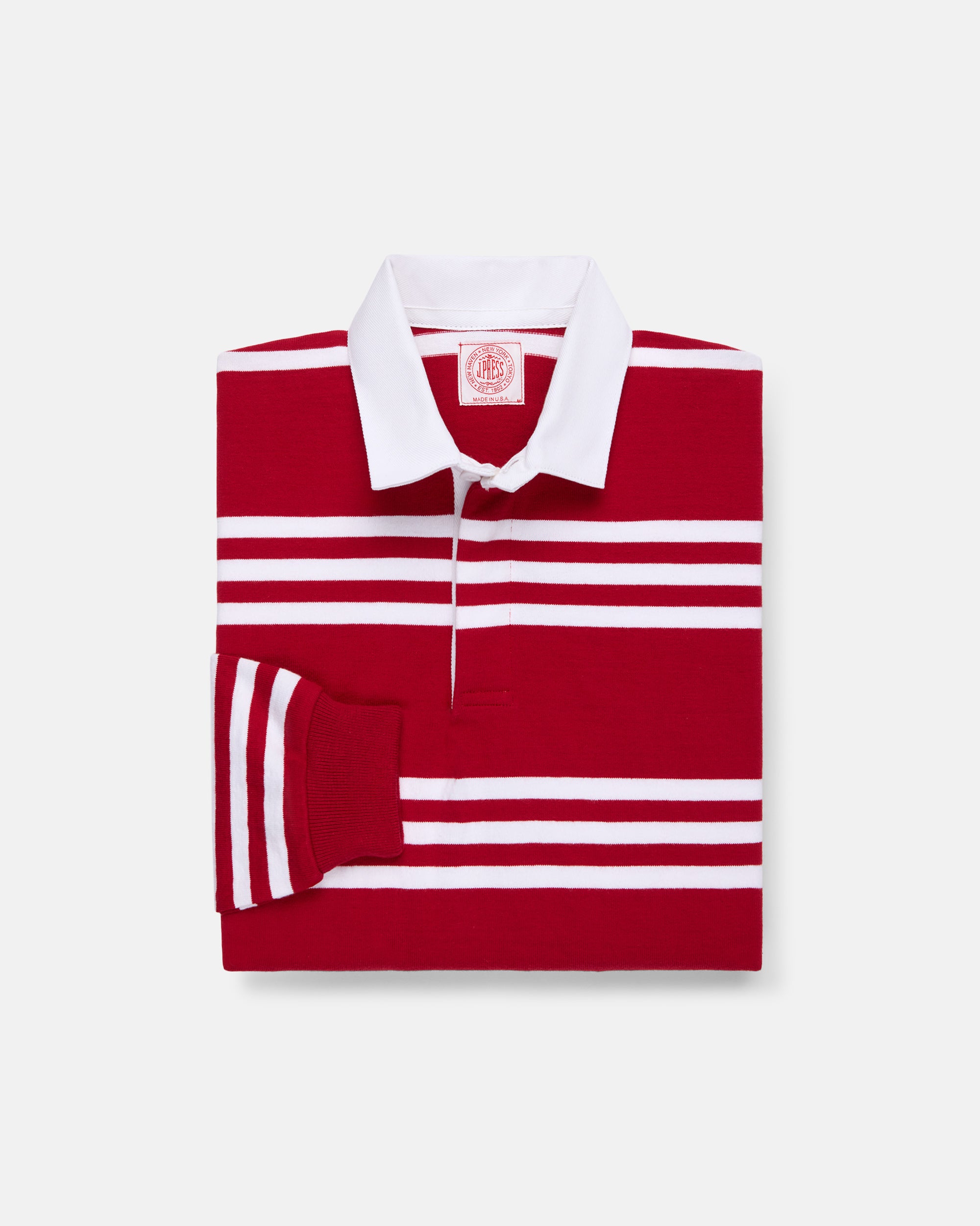 Made-in-USA Red & White Triple Stripe Cotton Rugby