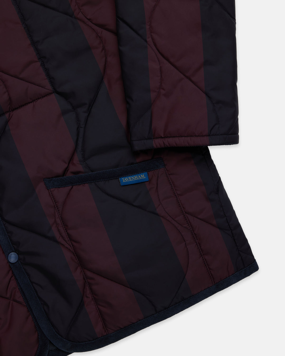 Made-in-England Lavenham Navy Stripe Denham Quilted Jacket