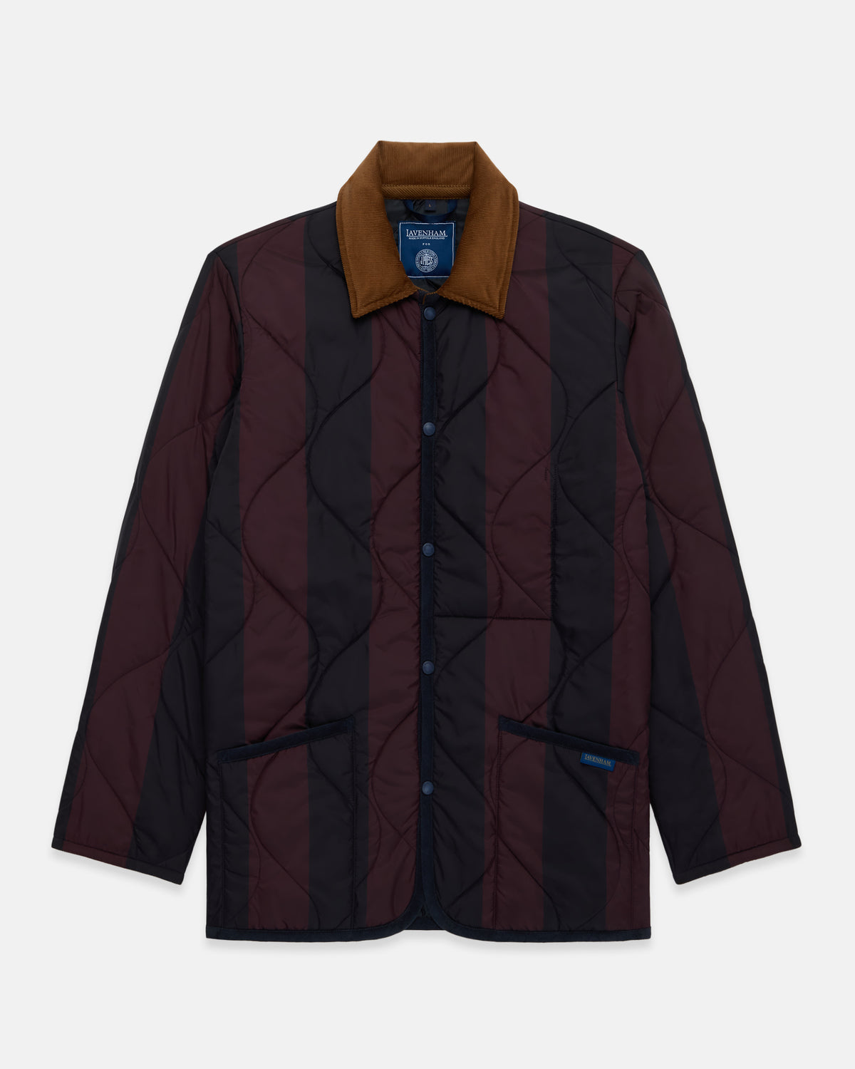 Made-in-England Lavenham Navy Stripe Denham Quilted Jacket