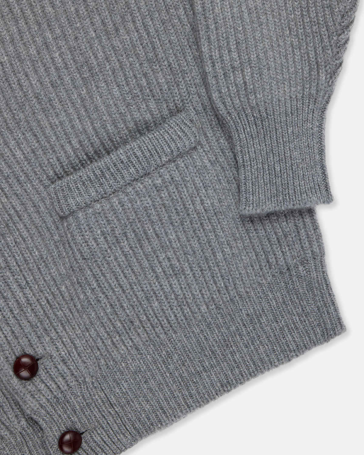 Made-in-Scotland Grey Cashmere Shawl Collar Cardigan