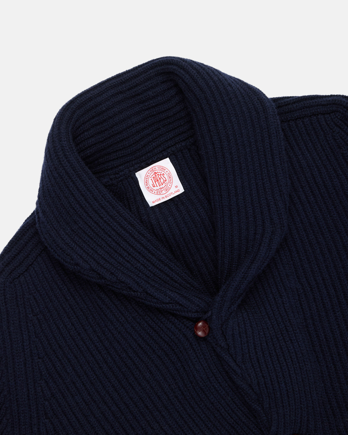 Made-in-Scotland Navy Cashmere Shawl Collar Cardigan