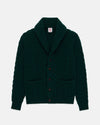 Made-in-Scotland Green Shawl Collar Cable Knit Cardigan