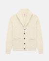Made-in-Scotland Natural Shawl Collar Cable Knit Cardigan