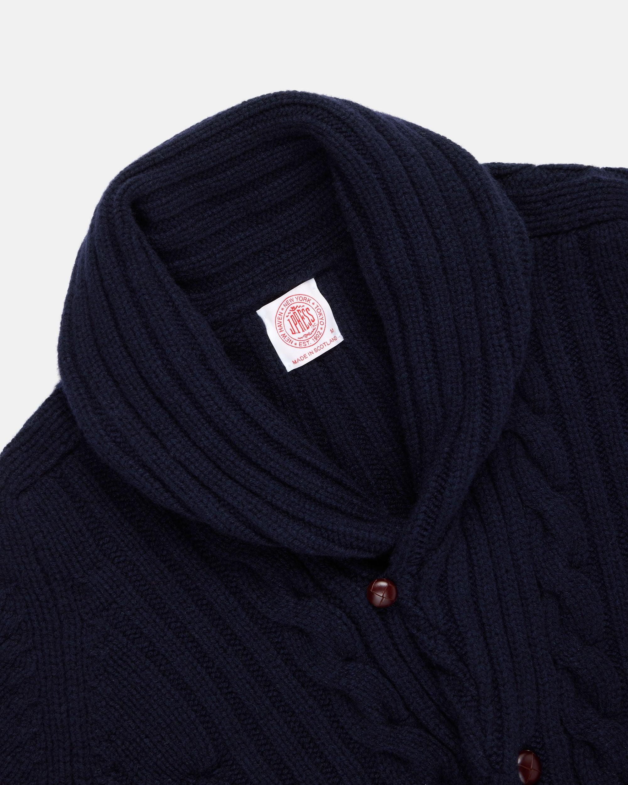 Navy Lambswool Cable Cardigan | Men's Sweaters - J. Press