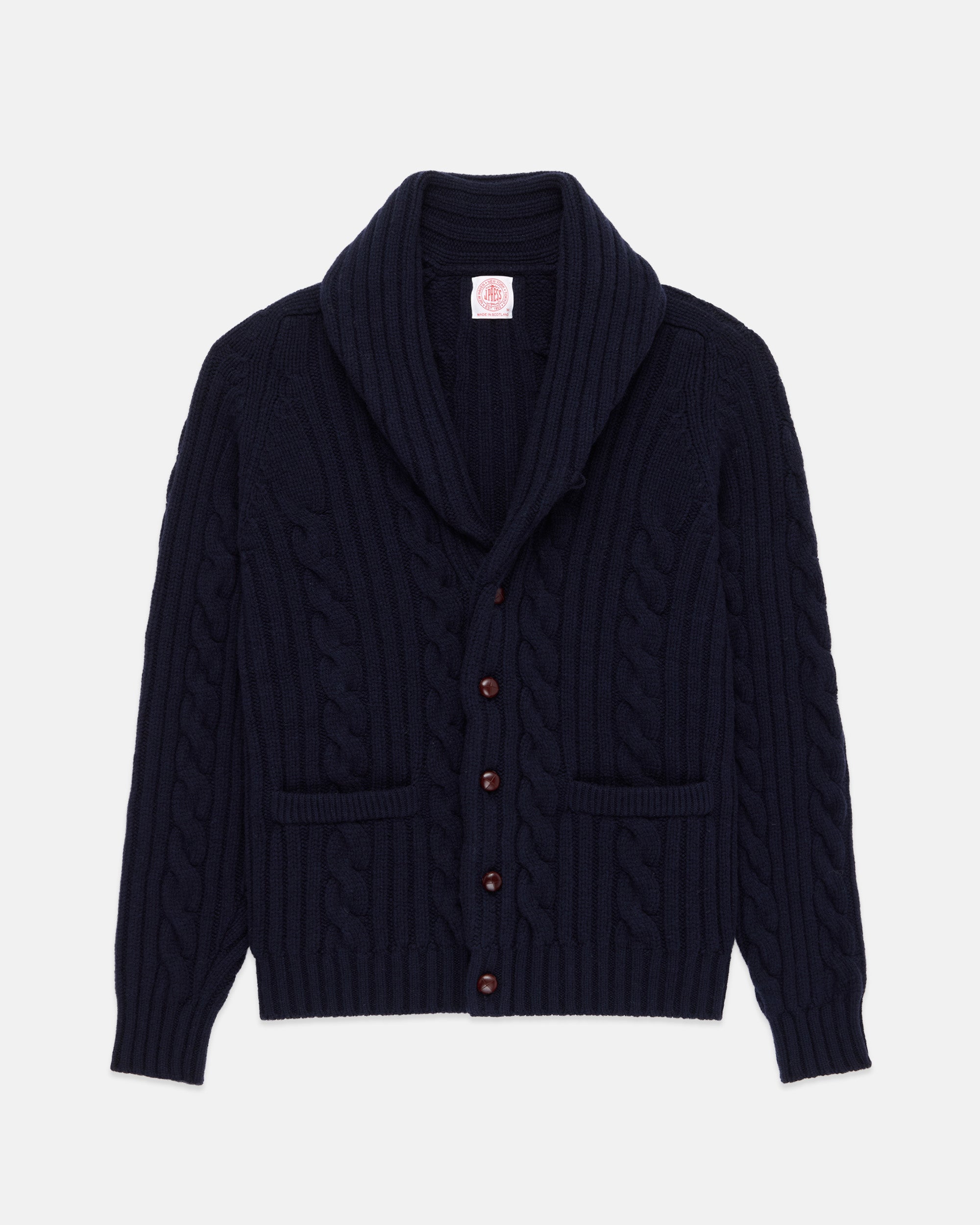 Navy Lambswool Cable Cardigan | Men's Sweaters - J. Press