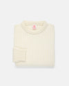 Made-in-Scotland Ivory Cashmere Fisherman Rib Crewneck Sweater