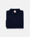 Made-in-Scotland Navy Cashmere Fisherman Rib Crewneck Sweater