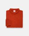 Made-in-Scotland Red Cashmere Fisherman Rib Crewneck Sweater