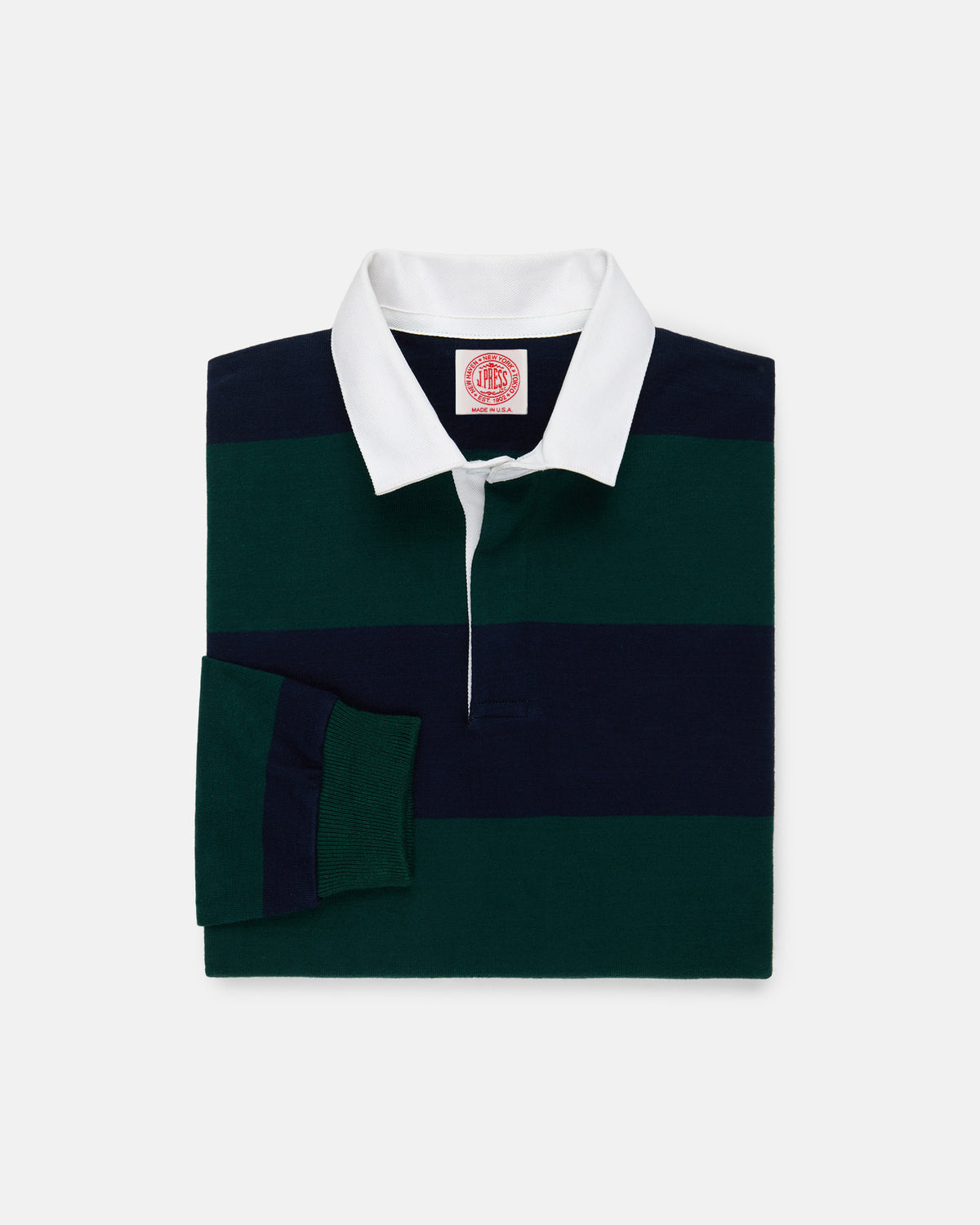 Made-in-USA Navy & Green Guard Stripe Cotton Rugby