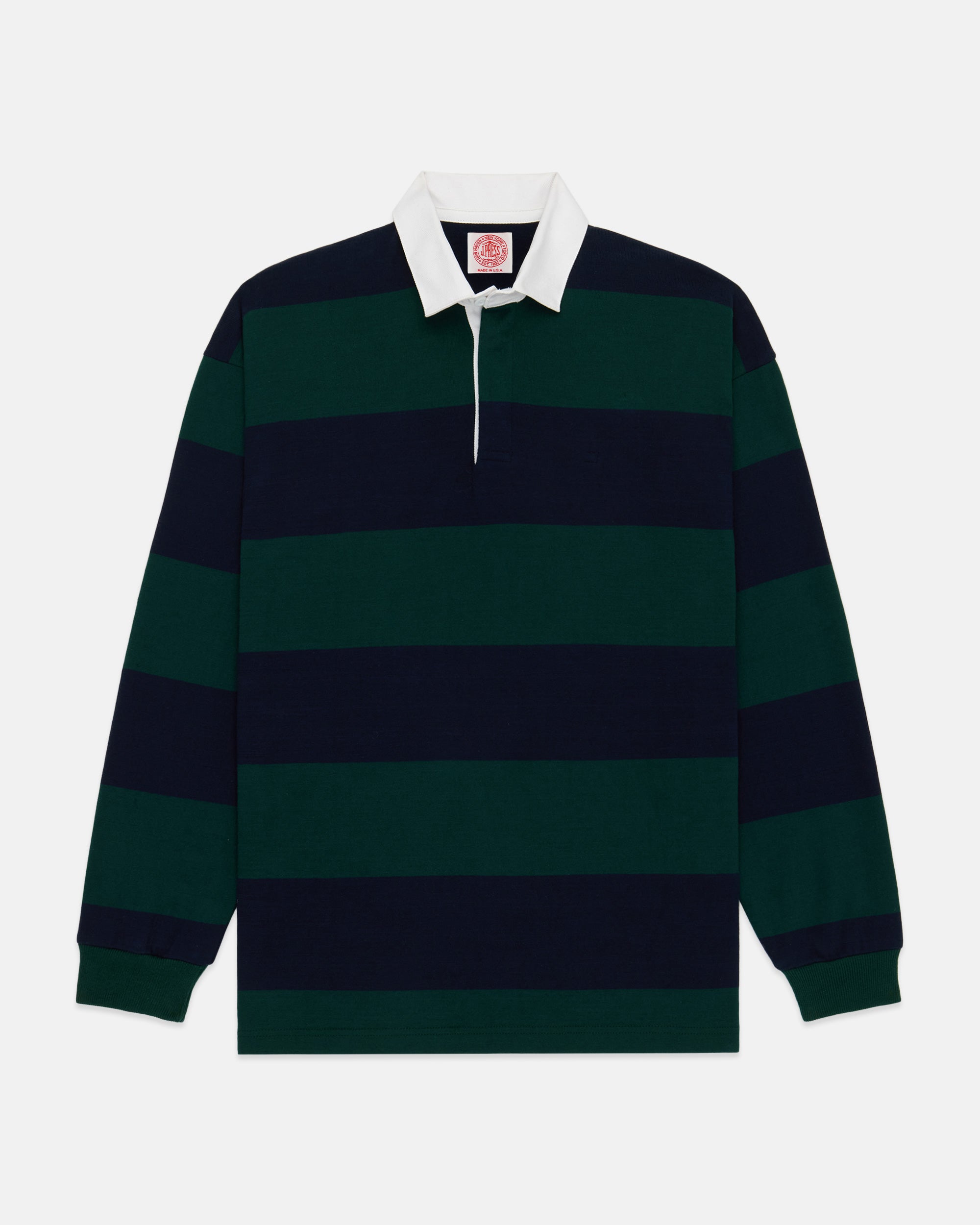 Made-in-USA Navy & Green Guard Stripe Cotton Rugby