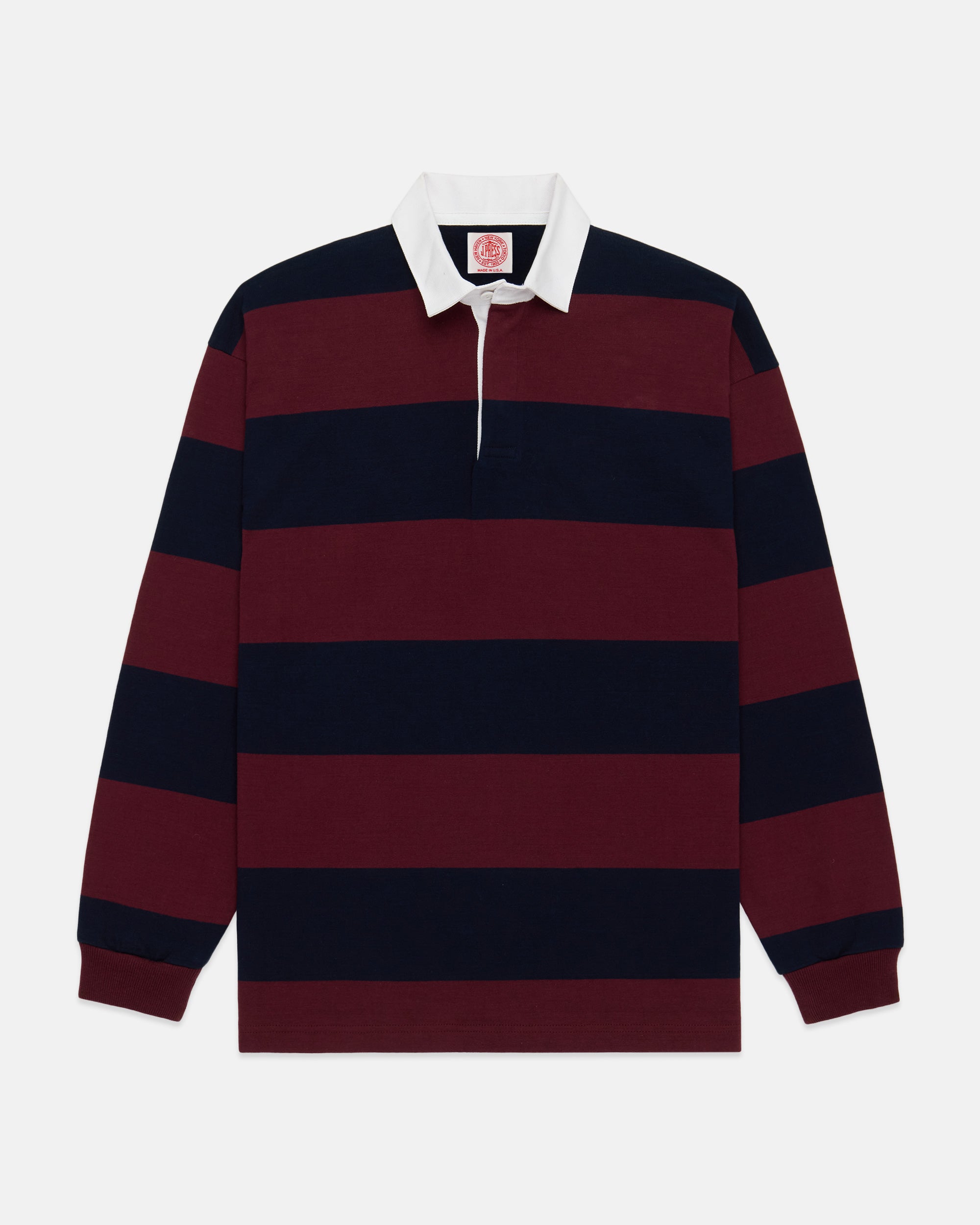 Made-in-USA Navy & Burgundy Guard Stripe Cotton Rugby
