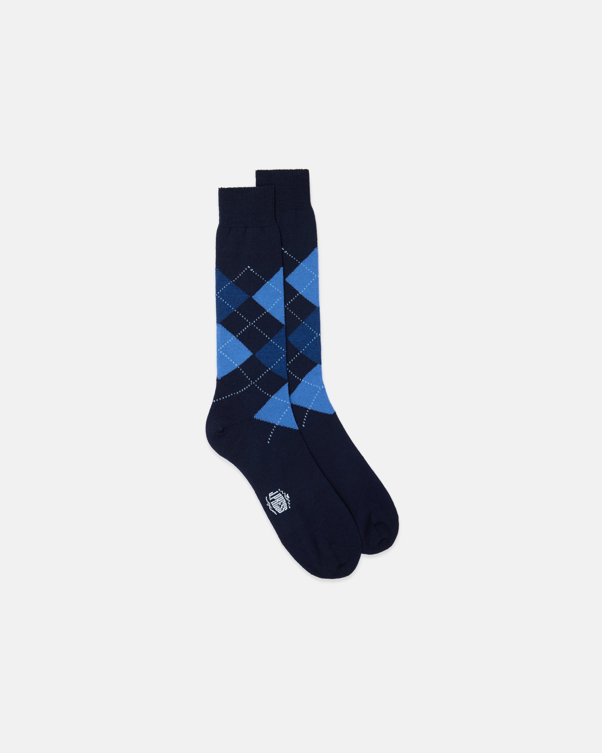 Made-in-Italy Navy & Blue Argyle Mid-calf Wool Socks