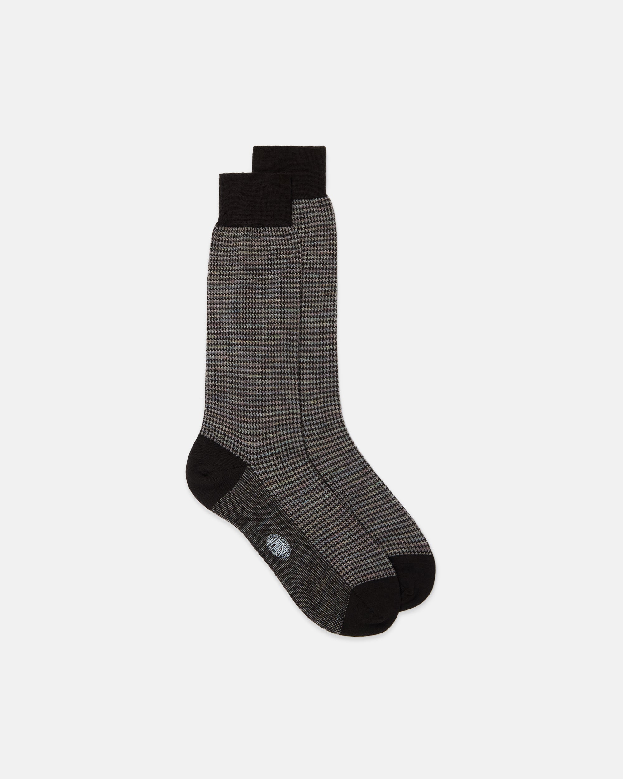 Made-in-Italy Multi Houndscheck Wool Mid-Calf Socks