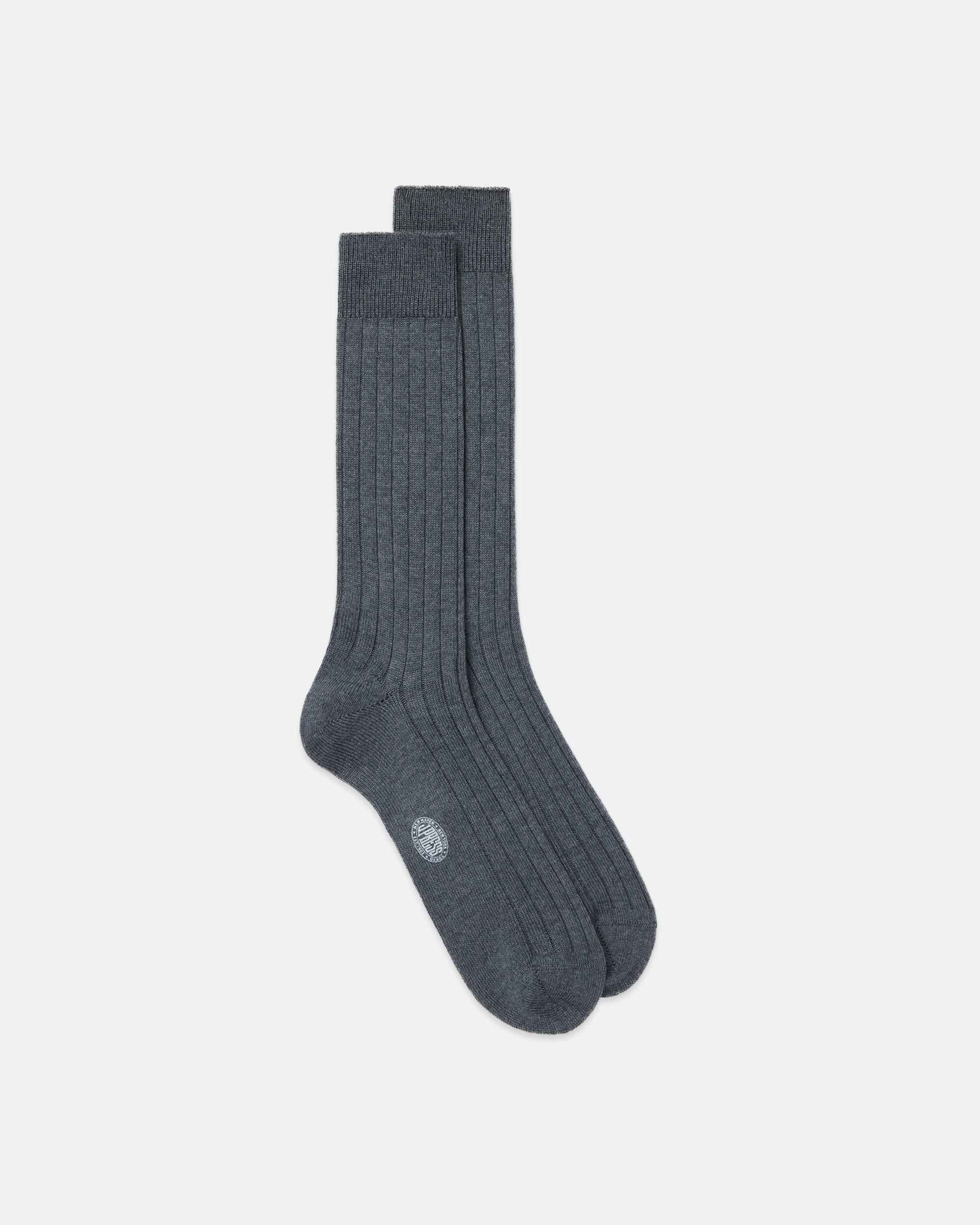 Made-in-Italy Medium Grey Wool Mid-Calf Socks