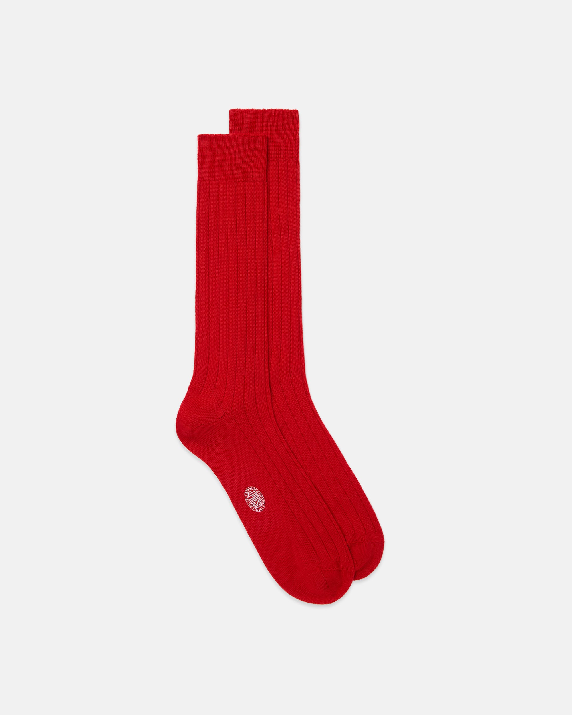 Made-in-Italy Red Wool Mid-Calf Socks