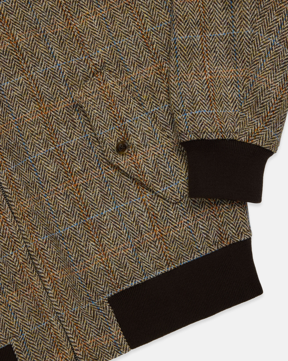 Made-in-England Light Brown Herringbone Harris Tweed Harrington Jacket