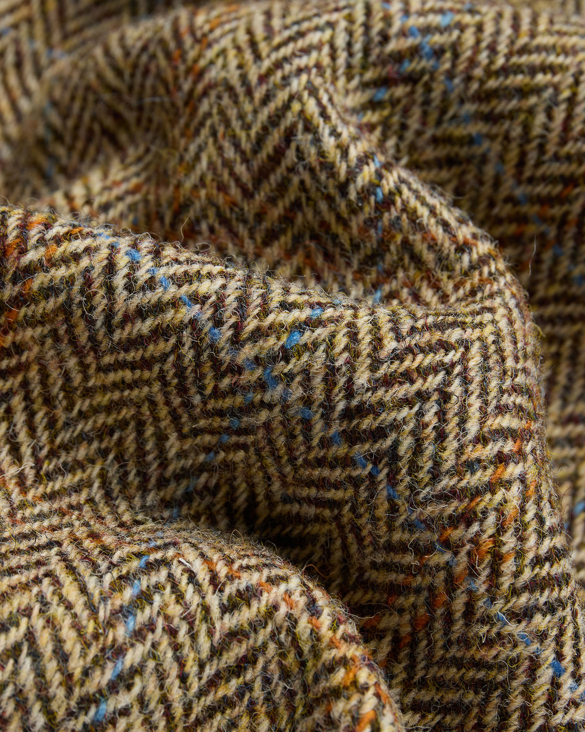 Made-in-England Light Brown Herringbone Harris Tweed Harrington Jacket