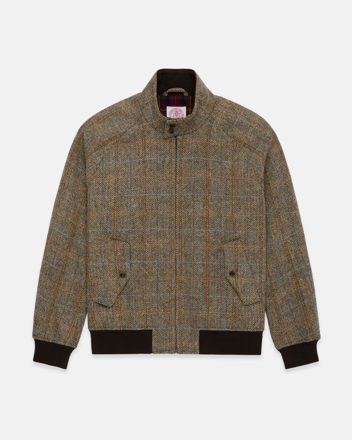 Made-in-England Light Brown Herringbone Harris Tweed Harrington Jacket