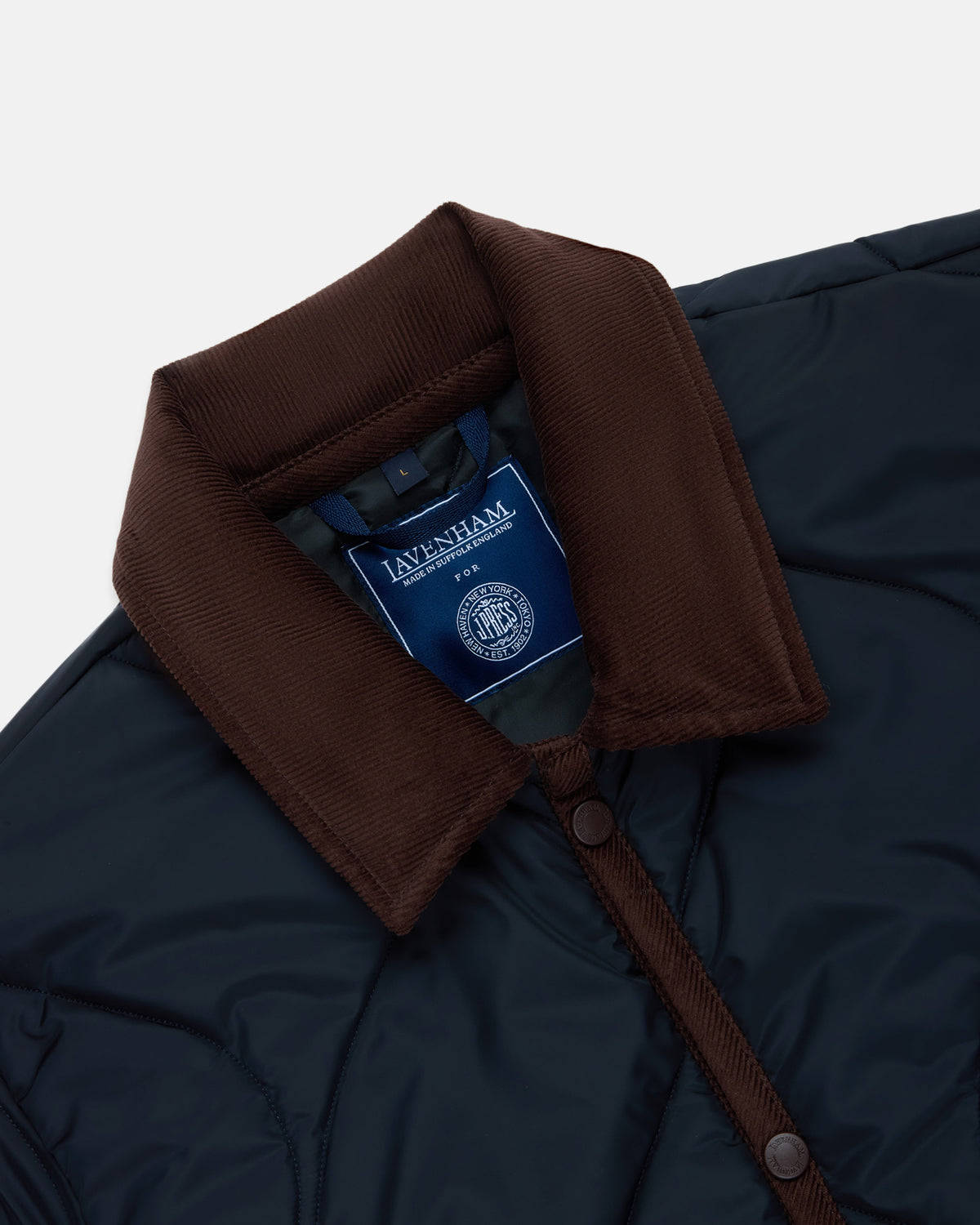 Made-in-England Lavenham Navy & Brown Denham Quilted Jacket