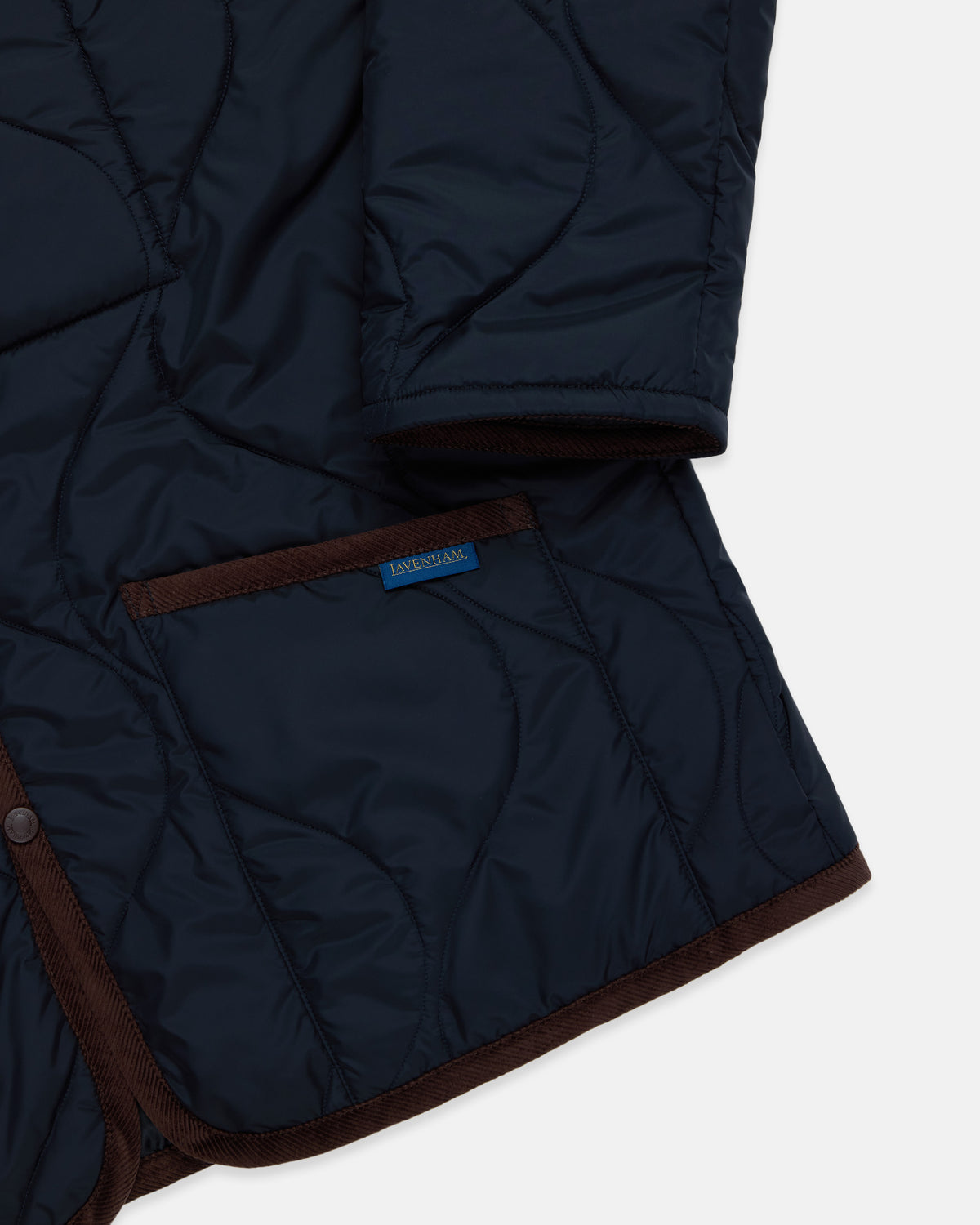 Made-in-England Lavenham Navy & Brown Denham Quilted Jacket