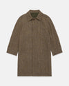 Made-in-England Brown Herringbone Harris Tweed Balmacaan