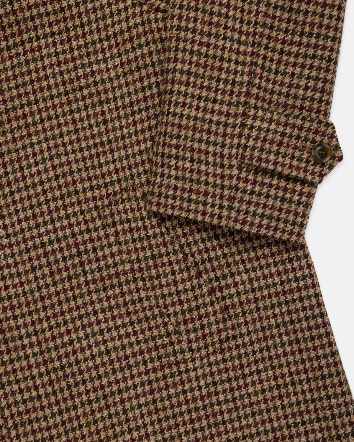 Made-in-England Tan & Olive Houndscheck Harris Tweed Balmacaan