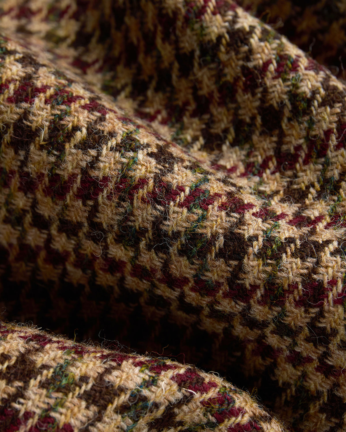 Made-in-England Tan & Olive Houndscheck Harris Tweed Balmacaan