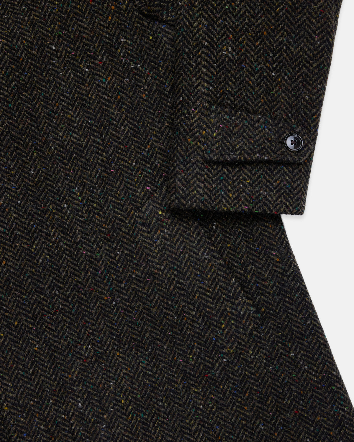 Made-in-Canada Dark Brown Donegal Herringbone Tweed Balmacaan