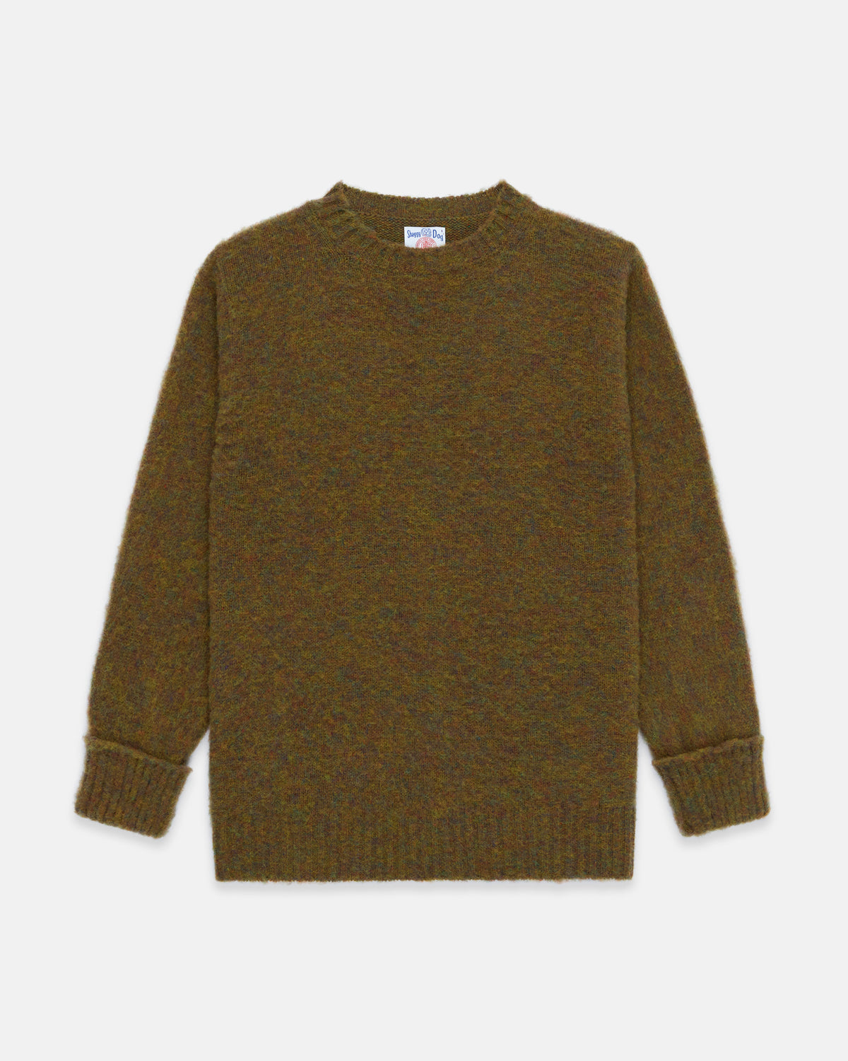 Made-in-Scotland Olive, Red & Blue Mix Shaggy Dog Sweater - Classic Fit