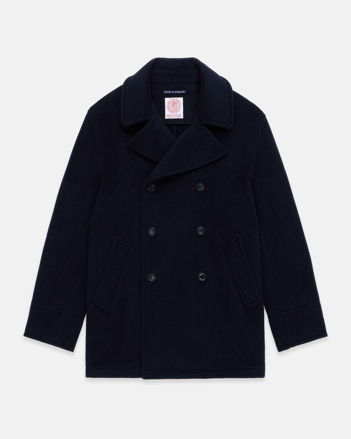 Made-in-England Navy Melton Wool Peacoat