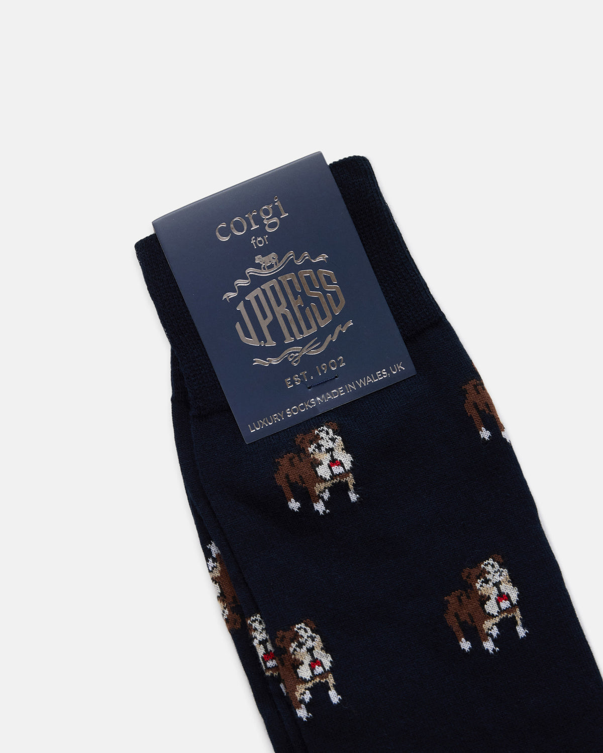 Made-in-UK Navy Bulldogs Motif Cotton Socks